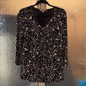 Merona Black and White Floral Blouse